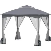 COSTWAY 3x3m Pavillon mit Moskitonetz - Pavillon & Partyzelt mit robustem Metallrahmen, abnehmbaren Maschennetzen und 4 Sandsäcken für optimale Stabilität und Belüftung – perfekt für entspannende Stunden im Freien.
