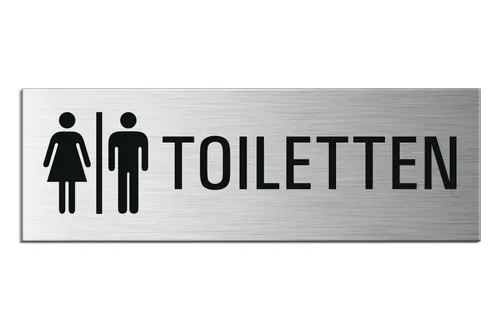 WC Schild Toiletten Türschild 24x8 cm Toilettenschild Edelstahloptik