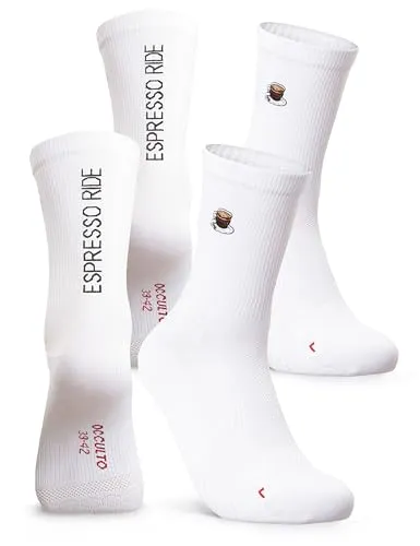 Occulto Herren & Damen Motiv Rennradsocken 2er Pack (Modell: Mathieu), Fahrradsocken Kaffee 43-46
