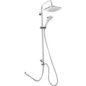 Cornat Duschsystem Square Neo, verchromt - Brausegarnituren mit 22,5 x 22,5 cm großer, eckiger Regendusche für einen üppigen Brauseregen. Flexibel neigbare Kopfbrause und höhenverstellbare Handbrausehalterung für individuellen Komfort.