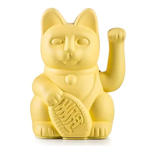 DONKEY Products - Lucky Cat Yellow - gelbe Winkekatze | Japanische Deko-Katze in stylischem matt-Farbton 15cm groß