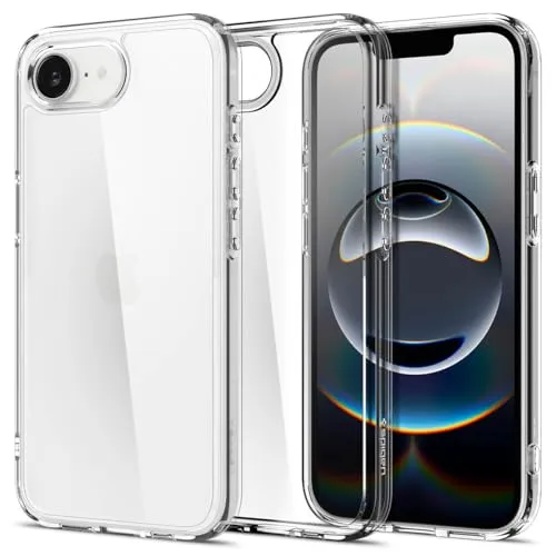 Spigen iPhone 17e Hülle iPhone 16e Hülle Signature [Anti Vergilbung] Ultra Hybrid Case Handyhülle Transparent Schutzhülle Slim Dünn -Crystal Clear