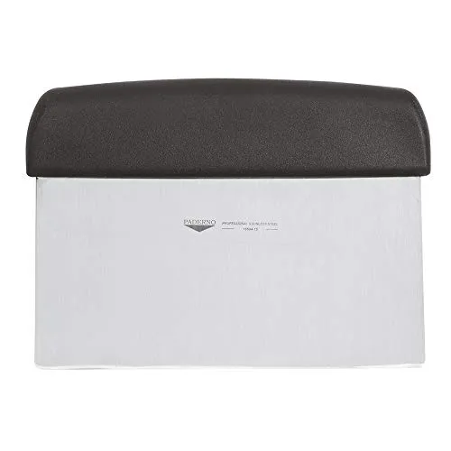 Paderno Küchenschaber Rechteckig Mehrzweck-Edelstahl 18/10, Polypropylen-Griff Schwarz-15 x 7,5 cm, Edelstahl, Schwarz, 15 cm