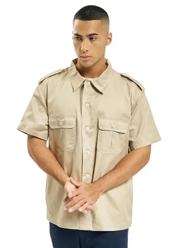 Brandit Langarmhemd Us Hemd 1/2 Arm beige - Herren-Freizeithemden mit sportlichem Stil, aus 65% Polyester und 35% Baumwolle, ideal für entspannte Freizeitaktivitäten.