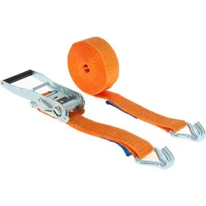 Braun-GmbH Spanngurt 1000-2-600, Haken und Ratsche, 6m x 35mm, orange, Zurrkraft bis 2000kg