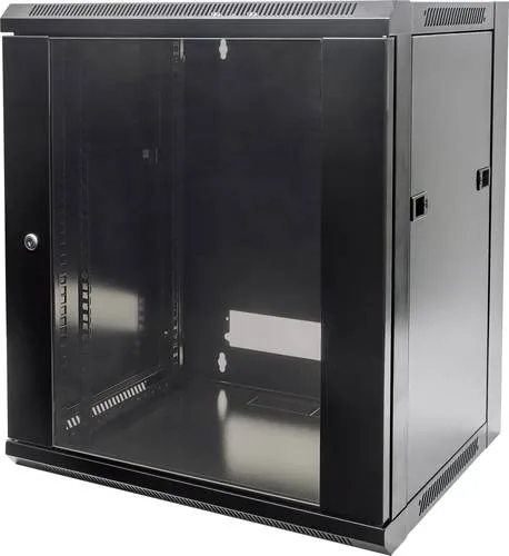 Intellinet 711791 19 Zoll Netzwerkschrank 9 HE Schwarz - Flexibler 19 Zoll Netzwerkschrank (B x H x T: 570 x 500 x 600 mm) mit abnehmbaren Seitenwänden und abschließbarer Glastür für einfache Verkabelung und sicheren Zugang. Ideal für kompakte Netzwerkinstallationen.