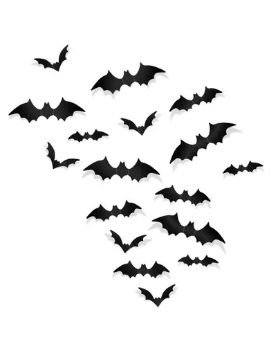 Horror-Shop Dekoobjekt 60 Stück Schwarze Fledermaus 3D Wandsticker als De
