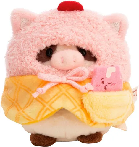 Nici Kuscheltier mymochi, Set Kuh Moona 8 cm mit Milch-Shake und Softeiskostüm