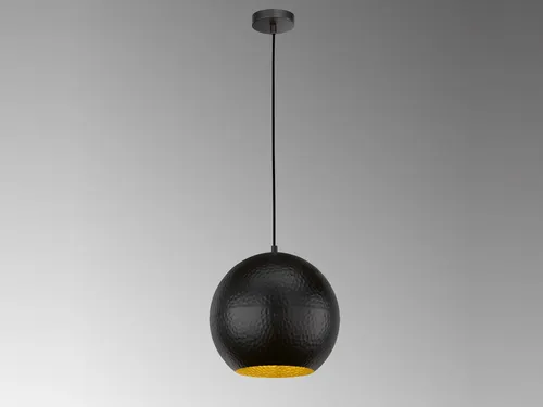 LED Pendelleuchte Kugel 1 flammig dimmbar Schwarz mit Gold