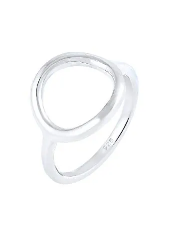 Elli Fingerring Kreis Rund Geo Statement 925 Silber - Eleganter Ring aus 925er Sterling Silber, handgefertigt und glänzend, ideal für stilvolle Akzente im Alltag.