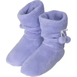normani Damen-Fleece-Hausschuhe mit Bommeln - Lila - 35-38 - Flauschige Fleecehausschuhe für Damen mit hohem Schaft und dekorativen Bommeln. Die rutschfeste Sohle sorgt für sicheren Halt auf glatten Böden. Perfekt für gemütliche Stunden zu Hause oder als Geschenk.
