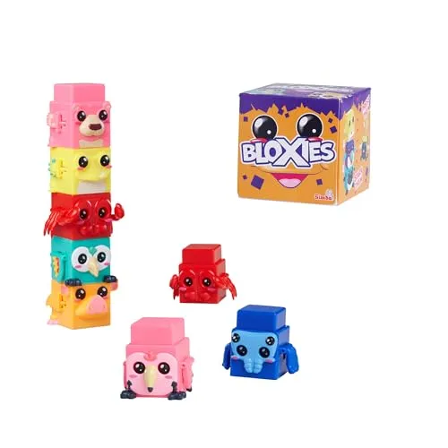 Simba Toys Bloxies Figur Serie II (1 Stück) – Tier-Baustein zum Stapeln und Sammeln, lustiger Bewegungseffekt, 4,5 cm, Auswahl per Zufallsprinzip, Spielzeug ab 3 Jahren