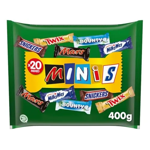 Mixed Minis Schokolade Großpackung - Schokoladenriegel, 20 Mini-Schokoriegel in einer köstlichen Mischung aus Mars, Snickers, Bounty und Twix – perfekt als Geschenk oder für jeden Anlass!