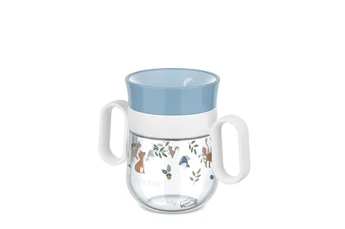 Mepal - Trinklernbecher 360° Mio Little Dutch - Auslaufsicher - 360 Rand ermöglicht das Trinken von jeder Seite - Leicht zu haltende Griffe - 200 ml - Forest Friends