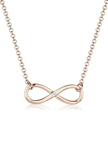 Elli DIAMONDS Halskette Damen mit Infinity Anhänger und Diamant (0.03 ct.) - Elegante Halskette mit Infinity Anhänger aus rose vergoldetem 925 Sterling Silber, 45 cm lang. Hochwertiger Echtschmuck mit echtem Diamant, ideal für jeden Anlass und perfekt als Geschenk für besondere Momente.