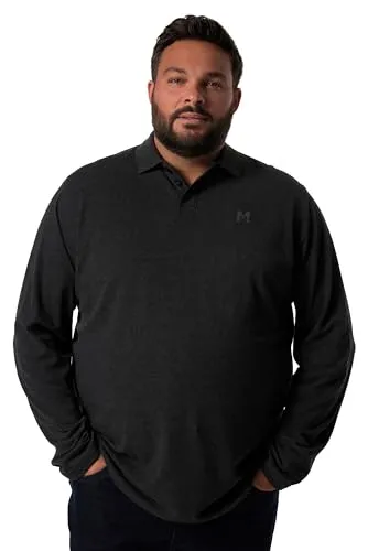 Men Plus Herren Poloshirt L-8XL - Schwarz, Langarm, Piqué - Poloshirt für Herren in Übergrößen L-8XL, hochwertiger Piqué-Stoff, ideal für Komfort und Stil.