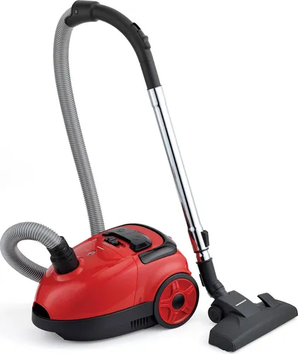 Heinner HVC-VB750RD Staubsauger mit Beutel, 750 W Leistung, 180 W Saugleistung, 1,6-Liter-Textilbeutel, variable Leistungsregelung, Geräuschpegel: 78 dB, Rot