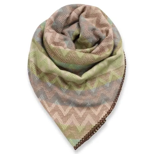 malito - Damen XXL Schal gemustert - weicher Dreiecksschal - langer Winterschal aus Viskose-Baumwolle - Stola Überwurf mehrfarbig S608 - (Grün)