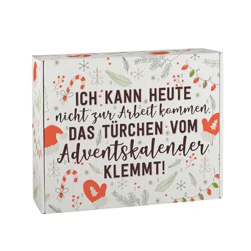 Herz & Heim® Lustiger DIY Adventskalender – Weihnachtskalender aus Pappe mit Stecksystem – 24 Fächer – DIY Kalender zum selbst Befüllen – witziger Spruch zu Weihnachten – Geschenk für Kollegen
