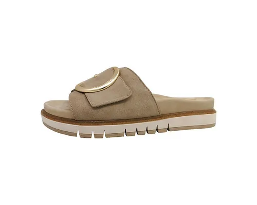 Tamaris COMFORT Pantolette Sandale beige 42 EU - Pantoletten in Größe 42 EU, aus hochwertigem Leder mit komfortablem Gummi-Innenmaterial für besten Tragekomfort und stilvolles Design.