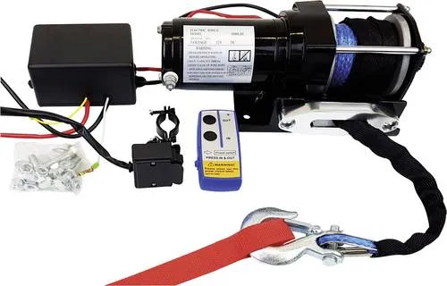 Berger & Schröter Seilwinde 31778 - 2722kg Zugkraft mit Funk-Fernbedienung - Seilwinde für Wohnmobile mit 12V Motor und 2722 kg Zugkraft, ideal für Quads und Nutzfahrzeuge. Funkfernbedienung, automatische Bremse und einfache Montage.