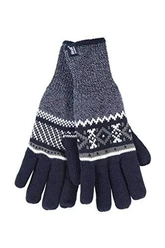 HEAT HOLDERS - Herren Winter Fleece Strick Elegant Gestreift Handschuhe (Marine (Karlstad), L/XL)