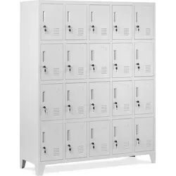 Umkleideschrank 5B4A - 20 Fächer Schließfachschrank aus Metall - Robuster Schließfachschrank mit 20 Fächern für vielseitige Einsatzmöglichkeiten. Ideal für Schulen, Fitnesszentren und Betriebe. Hochwertige pulverbeschichtete Stahlblech-Konstruktion für hohe Stabilität.