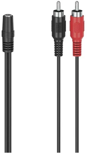 Hama 00205186 Cinch Klinke Audio Adapter - 1x Klinkenbuchse 3.5 mm, schwarzer Audio-Adapter für hochwertige Klangübertragung