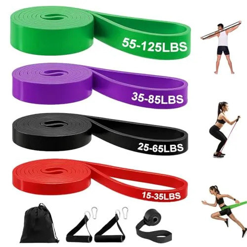 Druuzyl Widerstandsbänder Set,4 Stufen Fitnessbänder mit Türanker, Griff & Tragetasche | Für Yoga, Pilates, Krafttraining | Reißfestes Latex Material | Ideal für Home Gym & Rehabilitation