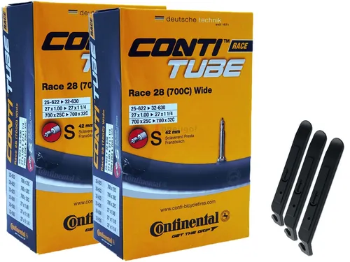 2x Conti Fahrradschlauch 28 Zoll Sclaverand 25-622/32-630 (Race Wide) + Zubehör