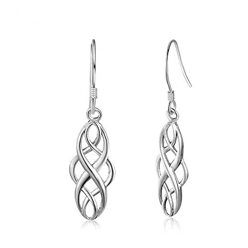 Damen Ohrringe 925 Sterling Silber ohrhänger keltischer Knoten Tropfen ohrringe mit Schmuck Geschenkbox