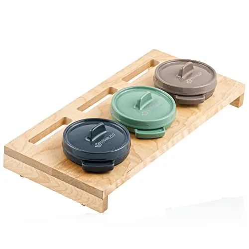 Mahlzeit Mini Cocotte Set mit Holzständer | 3 x 250 ml | Gusseisen - Kasserollen mit emaillierten Gusseisen Serviertöpfen, perfekt für vielseitiges Kochen und Servieren, ideal für Überbackenes und Desserts.