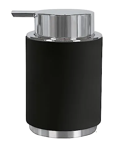 Kleine Wolke Seifenspender Biala – Schwarz - Eleganter Seifenspender aus Polyresin mit Edelstahl-Elementen und rutschfesten Silikonfüßen. Modernes Design für jedes Bad und eine praktische, großformatige Pumpe.