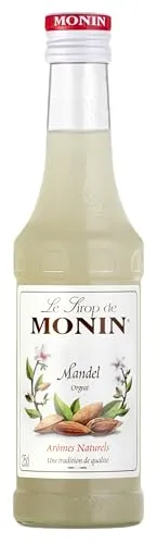 Monin Mandel Sirup Kleinflasche (0,25l) - Sirup für Kaffee und heiße Schokolade, laktose- und glutenfrei, ideal für vegane Zubereitungen.