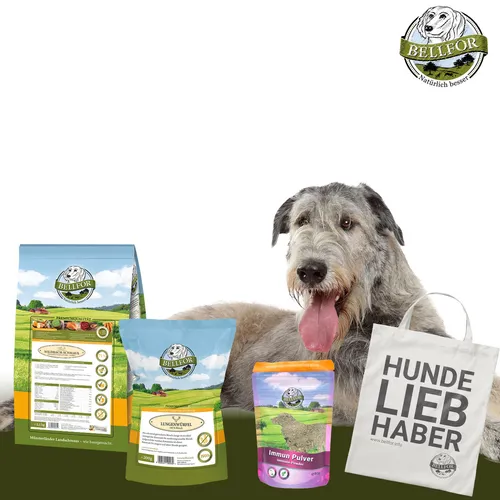 Bellfor Hundefutter Set für große Hunderassen - Getreidefreies Trockenfutter mit hochwertigem Insektenprotein und Lungenwürfeln. Ideal für ernährungssensible Hunde, unterstützt die Vitalität und bietet natürlichen Genuss.