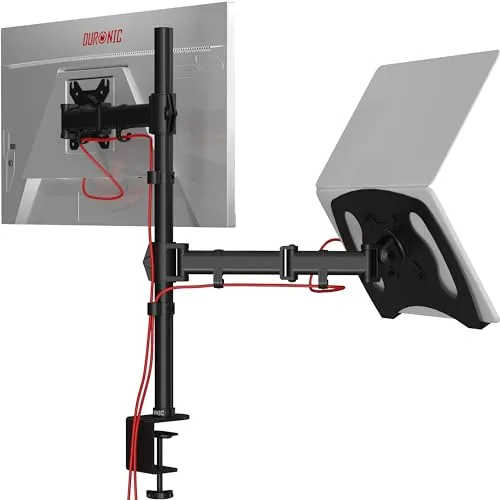 Duronic DM25L1X1 Monitor-Halterung 1 Monitor für 13-27 Zoll Flach & Curved und Laptop Ständer Gaming Bildschirm-Halterung 8kg, Monitor Tischhalterung Höhenverstellbar, Vesa halterung, Monitor-Arm