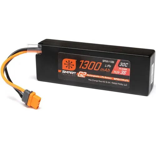Spektrum SPMX-1089 3S 11,1V 1300mAh 30C Smart G2 LiPo Batterie - Akkus mit 3 Zellen, 1300mAh Kapazität und 30C Entladeströmung für optimale Leistung in RC-Modellen.