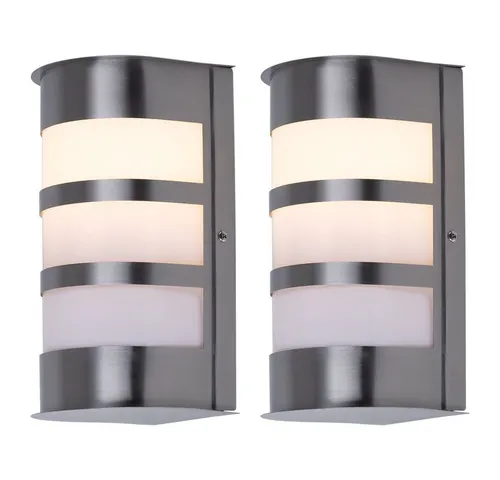 Edelstahl Outdoor Fassaden Leuchte 2er Set - Wandleuchten aus Edelstahl, IP44, ideal für Außenbereiche. Inklusive zwei energiesparenden 4 Watt LED-Leuchtmitteln für umweltfreundliches Licht.