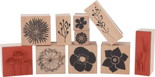 Stempel-Set Blumen Motivgröße 2x2 - 4x4 cm 10 Stück Motivstempel Blümchenstempel
