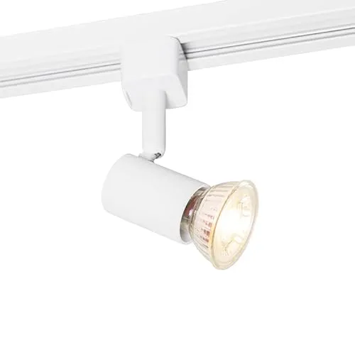 QAZQA - Modern Moderner 1-Phasen-Spot I Spotlight I Deckenspot I Deckenstrahler I Strahler I Lampe I Leuchte für Schienensystem Komplettset I Spotlight I Deckenspot I Deckenstrahler I Strahler weiß -