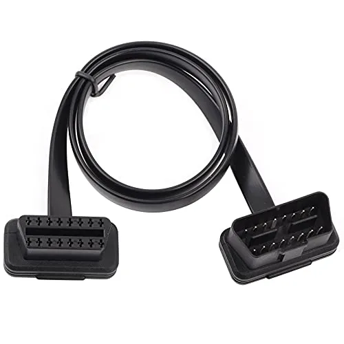 Keenso Auto OBD2 Diagnosekabel, 16 Polig Stecker auf Buchse Diagnoseadapter Verlängerungskabel Draht Flach OBDII Flachbandkabel Diagnose Adapter Stecker(60CM)