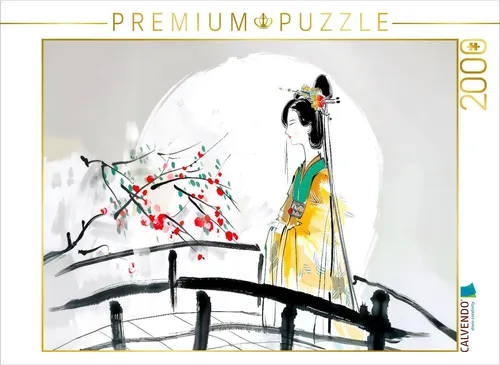 CALVENDO Puzzle Geisha auf der Brücke | 2000 Teile für entspannende Momente