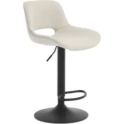 WOLTU Höhenverstellbarer Barhocker, Drehbarer Barstuhl, Moderner Leinenhocker, Tresenhocker, Bistrostuhl, mit Rückenlehne und Fußstütze, Metall, Beige, BH438be-1