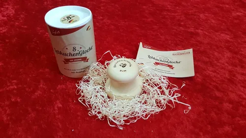 Lebkuchenglocke 8 cm aus Ahornholz - Ausstechform für Lebkuchen, inkl. Rezeptheft und Anleitung, ideal für die Weihnachtsbäckerei, aus hochwertigem Ahornholz, Durchmesser 8 cm.