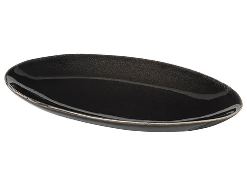 Broste Copenhagen Servierplatte NORDIC COAL Platte oval 22 cm, Steinzeug, (Platten oval), Nordic Coal Platte oval