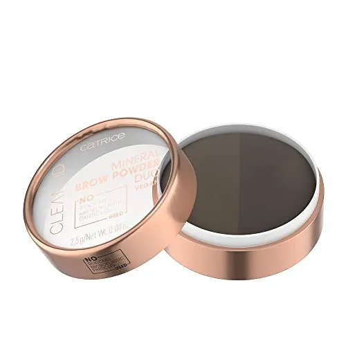 Catrice Clean ID Mineral Brow Powder Duo, Augenbrauen, Nr. 020 Medium To Dark, mehrfarbig, 2 Braun-Töne, mit Ölen, definierend, natürlich, vegan, Nanopartikel frei (2,5g)