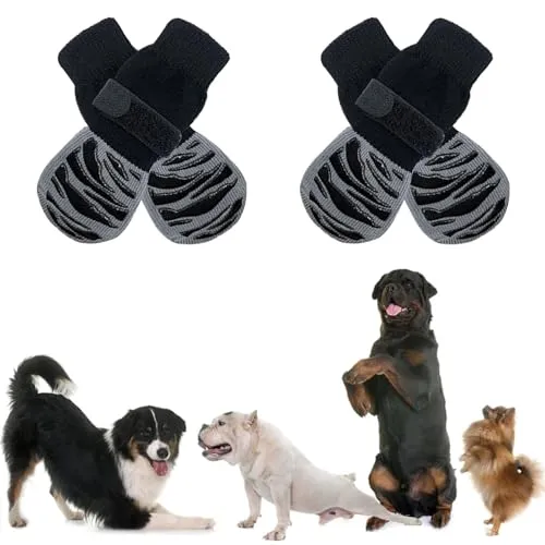 Luxvara 2 Paar hundesocken Antirutsch Indoor, Innenräume Hundeschuhe, Hundesocken AntiRutsch mit Verstellbarem Klettverschluss und Doppelseitige Silikongel, Pfotenschutz Hund für Innenbereich, Größe L