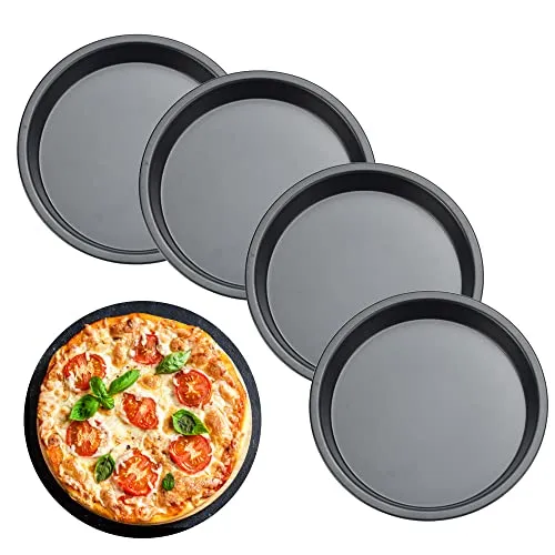 XZEIT 4 Pcs Pie Tin Pizzaform Rund15cm Pizzablech Carbonstahl Tarteform Antihaftbeschichtet Pizzabackbleche Set,15,2 cm Mini-Kuchenformen–runde Kuchenformen mit Antihaftbeschichtung für Käsekuchen,Piz