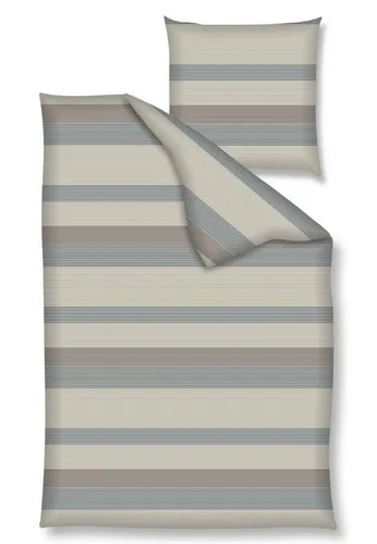 Traumschloss Bettwäsche Baumwolle, Renforcé, 3 teilig, gestreift, braun, grau