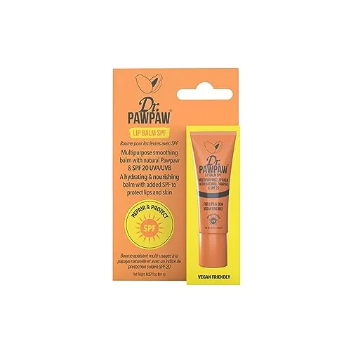 Dr.PAWPAW Mehrzweck-Lippenbalsam mit LSF 20 – Natürlicher Pawpaw, veganfreundlicher, feuchtigkeitsspendender und pflegender Balsam für Lippen und Haut, 8 ml